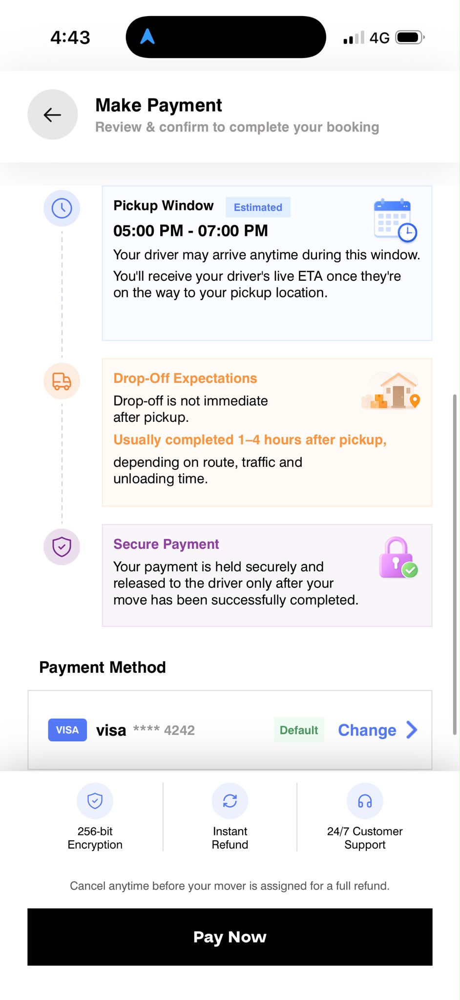 Fixed upfront price before you confirm